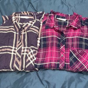 Beach Lunch Lounge - 2 Flannel Long Sleeve Shirts